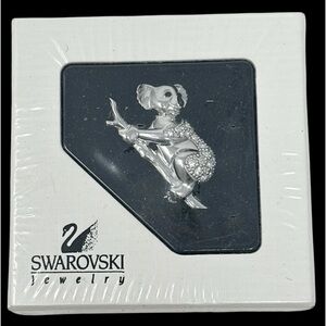 Swarovski Retired Crystal Koala Bear Silver Tone Brooch Pin Accessory Gift